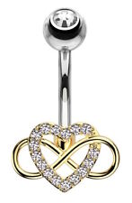 TITANIUM - Small & Dainty Heart Infinity Belly Bar - 6mm 8mm 10mm 12mm 14mm 16mm