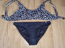 Gorgeous Black SUPERDRY bikini top bottom set size 12 14