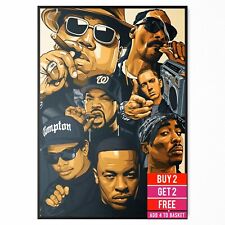 Rap Legends Music Collage Wall Art Poster Gift Print Tupac, Eminem, Biggie Print