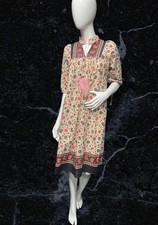 BNWOT Top Shop Beige Floral Kaftan / Knee Length Dress Size 12 