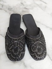 Black Beaded Sequined Flat