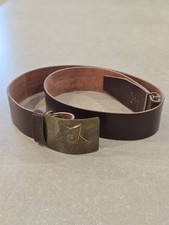 Original Vintage Soviet military soldier's belt USSR leather buckle plate