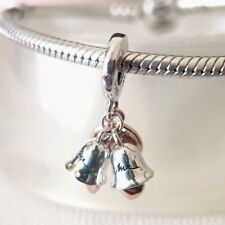 Pandora Rose Gold Two-tone Wedding Bells Double Dangle Charm sterling silver