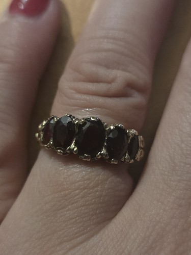 9ct yellow gold stone garnet - gold,
