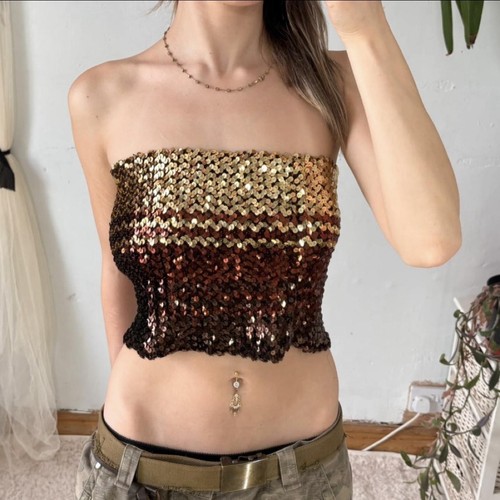 Brown gold sequin - , cropped