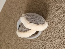 Ear Muffs Grey Knit with Cream Faux Fur Trim BNIB One Size