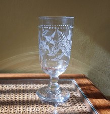 19th Century Victorian Glass Celery Vase With Engraved & Etched Ferns