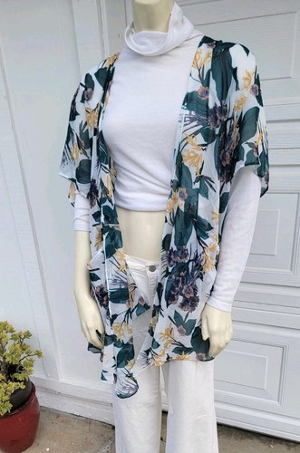 Open front sheer duster kimono - sheer,