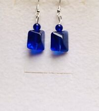 Stunning Cobalt Chunky Italian Glass Drop Earrings 2