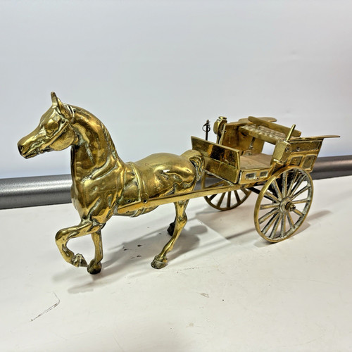Brass horse buggy carriage - brass,