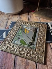 Antique vintage old Arts and Crafts Sea Shell design bevelled edge mirror 