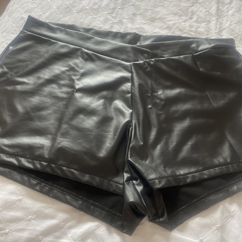 Mens faux leather shorts - mens,