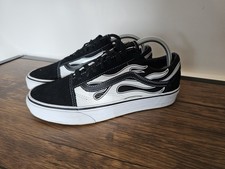 Vans Old Skool Reflective Black Flames Skateboarding Shoes UK size 7