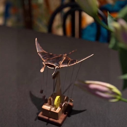 Handcrafted wooden manta ray - wooden,