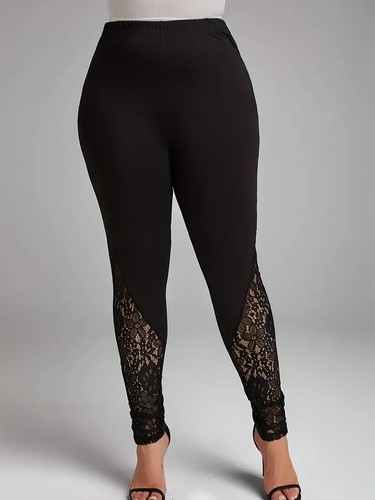 Plus size mesh black - black, lace