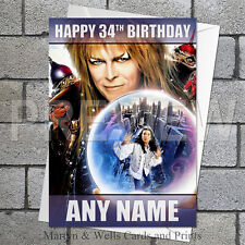 Labyrinth birthday card. 5x7 inches. David Bowie. Personalised, plus envelope.