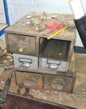 Vintage Green silver Metal Double Drawer Library Index Card File Cabinets 