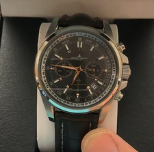 Jacques Lemans Chronograph Men’s Watch – Black Dial – Leather Strap – Tachymeter