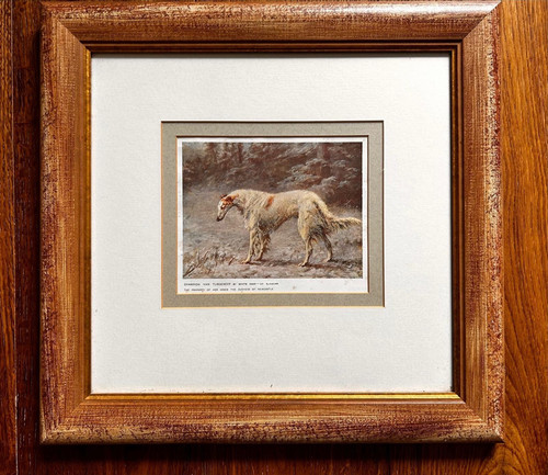 Borzoi dog print - in, wooden