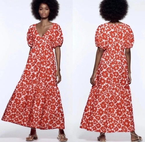 Zara woman poplin midi floral - midi,