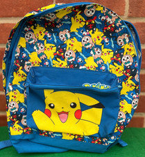 Pikachu official POKEMON 16" Backpack All Over Print blue 2019 FREEPOST