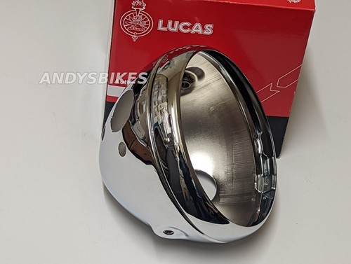 Lucas chrome headlight - 7", bowl
