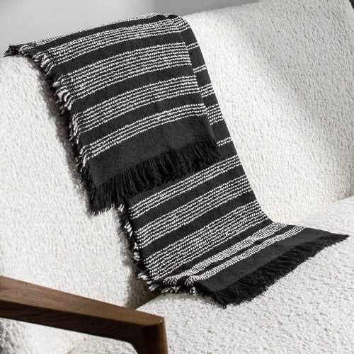 Jour woven fringed black throw - jour,