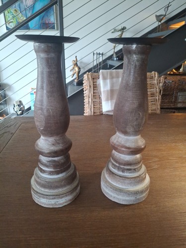 Pair rustic wood resin - wood, &