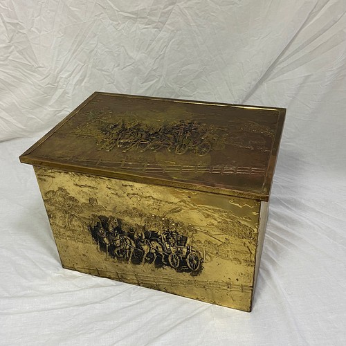 Vintage wooden brass embossed - brass,