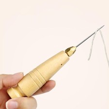 Sewing Awl Haft Shoe Repair Wooden Handle for Leatherworking Punching Adults