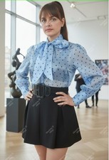 Semi Sheer Blue Polka Dot