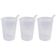 3x Adult Drinking Beakers 250ml Elderly Feeding Cups & Lids Lip Spout 4x4mm