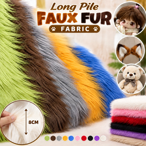8cm long pile faux fur - long,