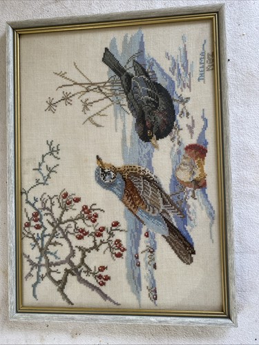 Vintage framed embroidery - framed,