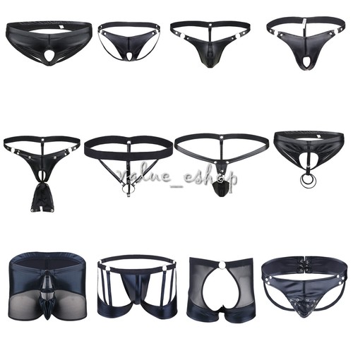 Mens faux leather - faux, thong