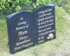 Headstone grave plaque personalised stone gravestone book design memorial stone