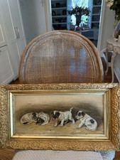 Antique Dog Oil Painting