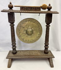 Antique wood gong - wood, brass