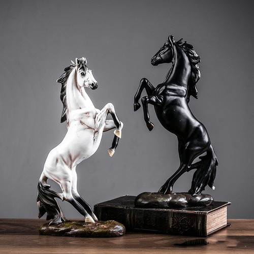 Rearing horse statue white - statue,