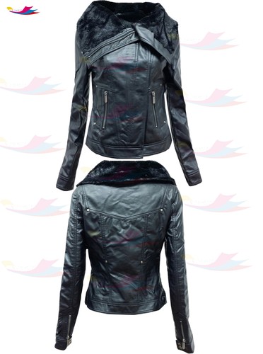 Womens ladies black faux - , pu