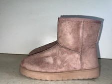 PRIMARK LADIES DUSTY PINK FAUX SUEDE PULL ON SNUGG ANKLE BOOTS UK 6 EU 39 BT122