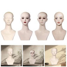 Female Mannequin Head with Shoulder Smooth Wig Holder for Hat Makeup Jewelry