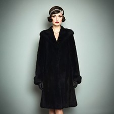 Vintage 1920s Black Astrakhan Persian Lamb Fur Coat UK 38" Chest 39" L