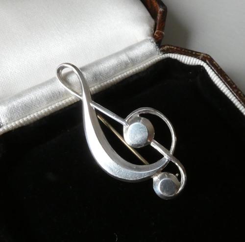 Treble clef brooch sterling - treble,