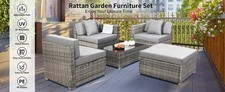 4 PCS Garden Sofas Rattan Corner Furniture Set