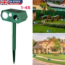 1-4 Solar Ultrasonic Cat Dog Repellent Fox Pest Scarer Deterrent Repeller Garden