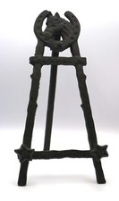 Small Cast Iron Easel Book Holder Display Stand With Horseshoe and Horse's Head