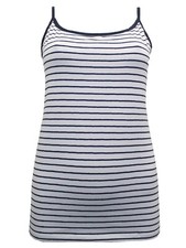 M&S Marks and Spencer Cami Camisole Vest Top Cotton Rich Elastane Navy Stripe