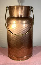 VINTAGE HAND-MADE HAMMERED COPPER & BRASS MILK CHURN 34cm Tall 