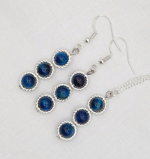 Handmade Necklace & Earrings Set Tiger’s Eye, Quartz, Agate Jewelry Gift for Her